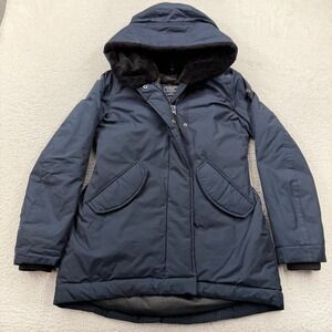 Abercrombie & Fitch Womens XS Navy Blue Hooded Parka Winter Coat Water Resistant